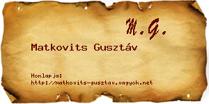 Matkovits Gusztáv névjegykártya