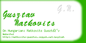 gusztav matkovits business card